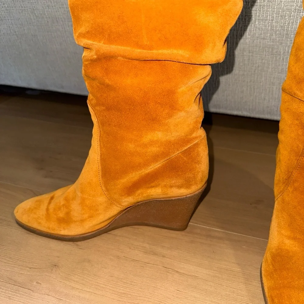 Salvatore Ferragamo orange Suede Wedge Boots - Picture 3 of 7